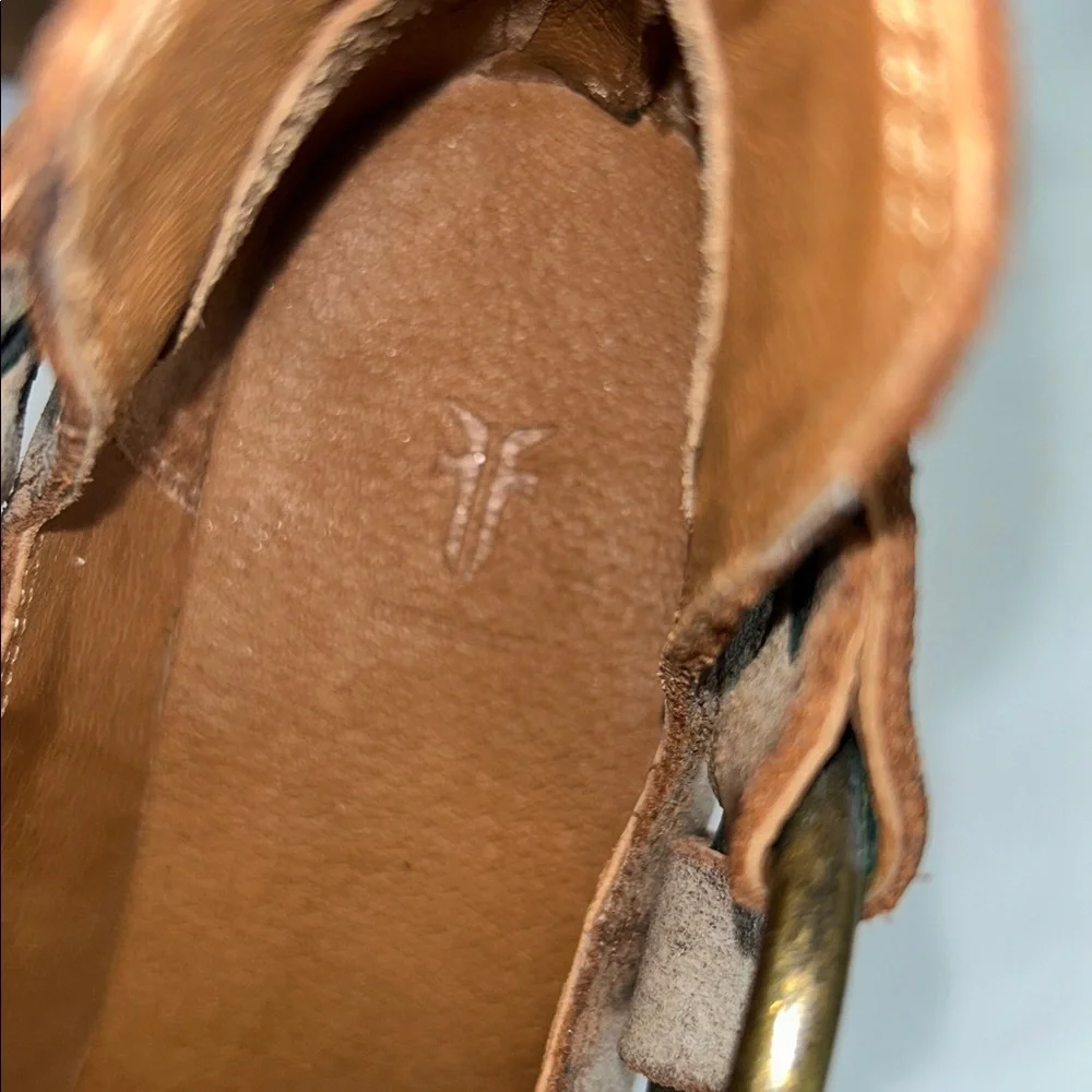 Frye Ray Harness Back Zip Womens Brown Leather Slip On Booties B Ruze Shoes